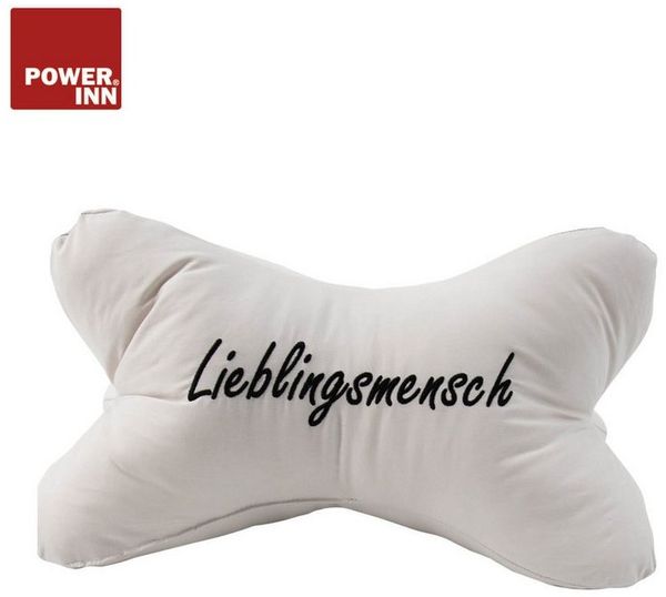 POWER INN Nackenkissen POWER INN Leseknochen, Bestickt, Beige "Lieblingsmensch", Bestickt