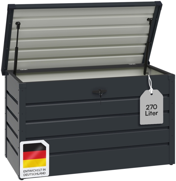 STEELSØN 'Dorado' Aufbewahrungsbox, Metall, anthrazit, 270 Liter, 63x62x100 cm, wasserdicht und abschließbar