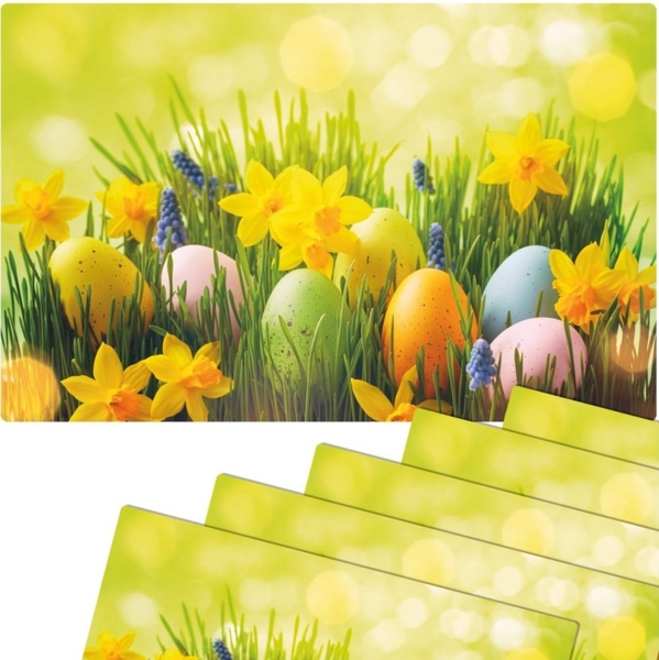 matches21 HOME & HOBBY Platzset Abwaschbare Tischsets 6er Set Ostern Osterglocken Blumen, (6-St), Platzsets als Tisch-Untersetzer und Tisch-Deko für Esstisch Teller