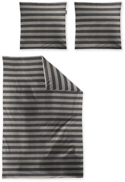 Irisette Wave Mako-Satin Bettwäsche 135x200 Streifen grau braun 8559-11