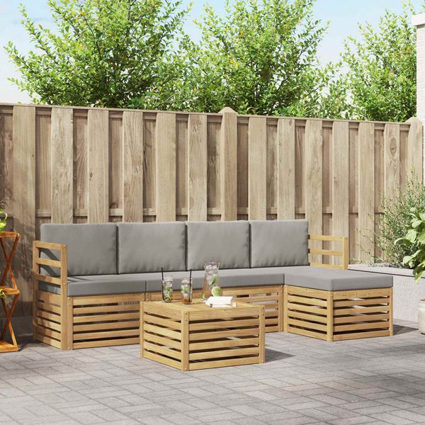 vidaXL Outdoor-Sofagarnitur 6 pcs Weiß und Hellgrau 59 x 59 x 37 cm 3391696