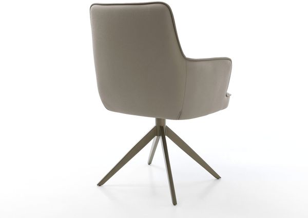 Drehstuhl Heira-Flex mit Armlehnen Echt-Leder Schlamm Kreuzgestell breit Effektfinish Titan 360° drehbar Taschenfederkern Bild 5