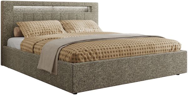 Polsterbett GOLD 5 CLASSIC 140 x 200 cm mit LED-Beleuchtung & Bettkasten, Doppelbett inkl. Lattenrost, Metall-Lift-System & Stauraum - Grau Struktur Bild 5