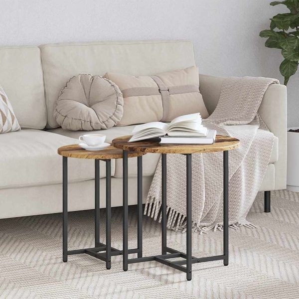vidaXL Beistelltisch-Set 2 pcs Altholz und Schwarz 869700