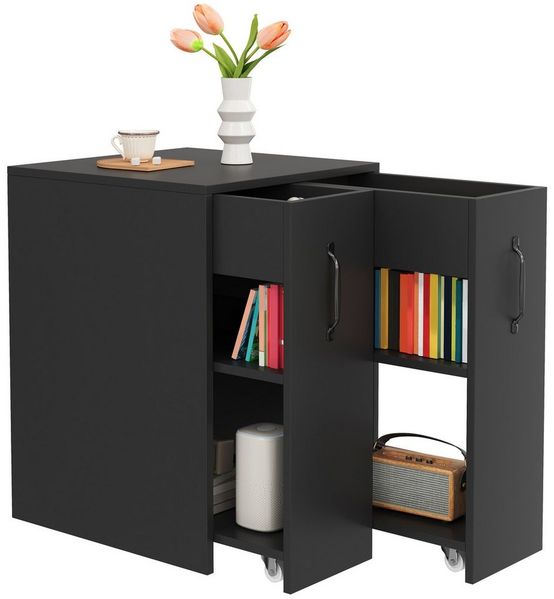 REDOM Aktenschrank mit 360° Rollen (Einzelschrank, Nachttisch, 1-St, mit Fächern und Schubladen, mit Absturzsicherung) links-rechts tauschbar