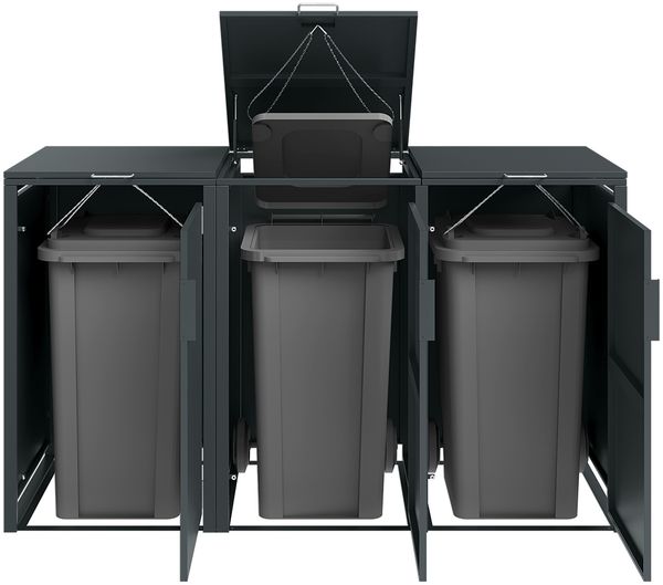 STEELSØN 'Thoria' Mülltonnenbox 3er je 120 Liter, anthrazit, Mülltonnenverkleidung aus Stahl, wetterfest, 102x62x177,5 cm, Müllbox für 3 Tonnen Bild 7