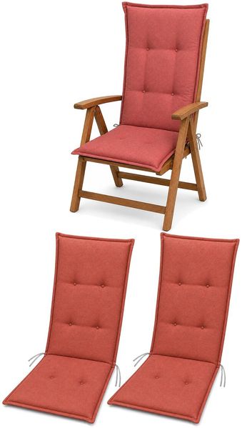 BURI 4x Auflagen Set Hochlehner für Gartenstühle 120x48x7cm Sesselauflagen Polster UV Lichtecht - Gartenstuhlauflagen Stuhlkissen mit Dicker Schaumstoff Füllung (Terrakotta)