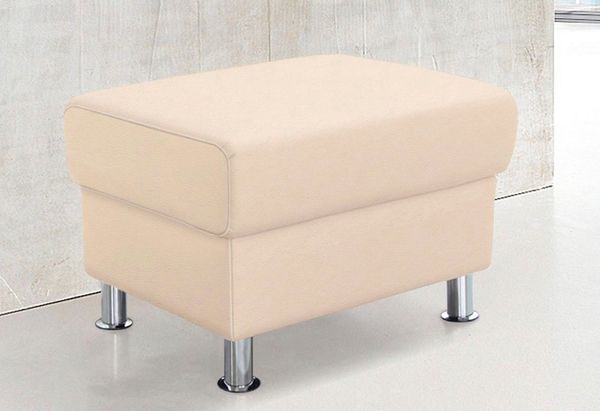 TRENDMANUFAKTUR Hocker Rondo, Polsterhocker zur Serie, Breite 67 cm, Füße chromfarben, Fußhocker wahlweise mit Federkern, in verschiedenen Bezügen bestellbar