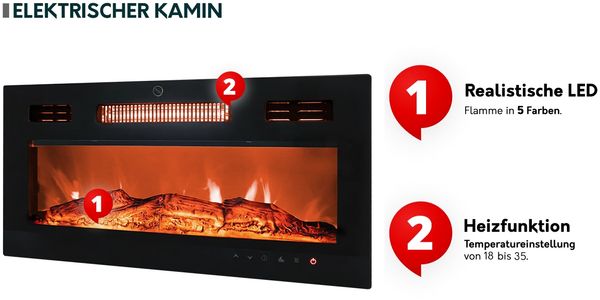 TV-Lowboard Polo 200 mit Kamin (Farbe: Weiß / Weiß + Schwarz Hochglanz) Bild 6