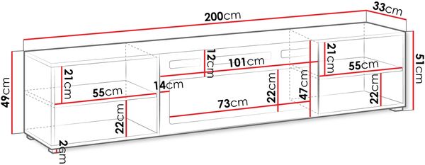 TV-Lowboard Polo 200 mit Kamin (Farbe: Weiß / Weiß + Schwarz Hochglanz) Bild 4