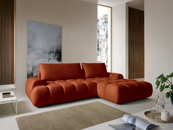 Vente-unique - FARNETA Sofa Stoff Rot - B 177 cm x H 86 cm x L 280 cm