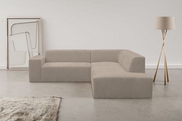 WERK2 Ecksofa Zeus-M, B/T: 251/262 cm, tolles Sofa mit schönen Details, L-Form, Curvy Trend Garnitur, urbane Optik, komfortable Wellenunterfederung