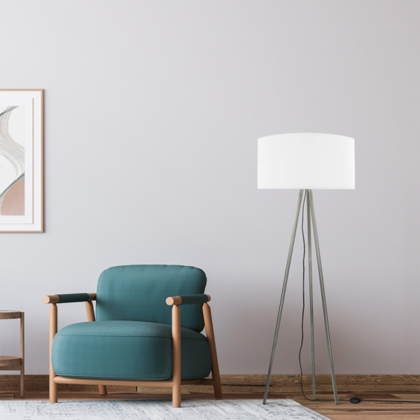 Tripod Stehleuchte skandinavisch ST51, Metall, Schirm weiß Bild 7