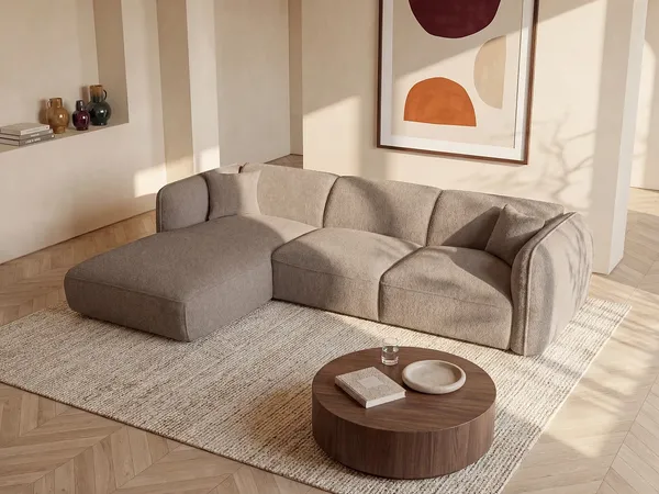 Vente-unique - CAMILIO Sofa Stoff Schokoladenbraun - B 165 cm x H 74 cm x L 272 cm