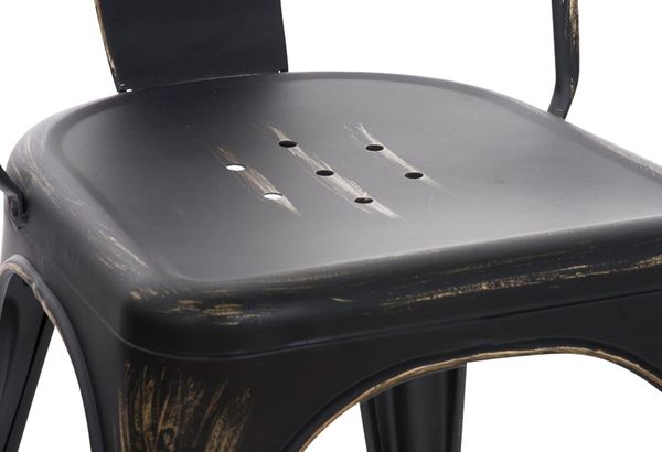 CLP 4er Set Stapelstühle Benedikt stapelbar Rückenlehnen Metall bis 200 kg belastbar,schwarz-gold Bild 8