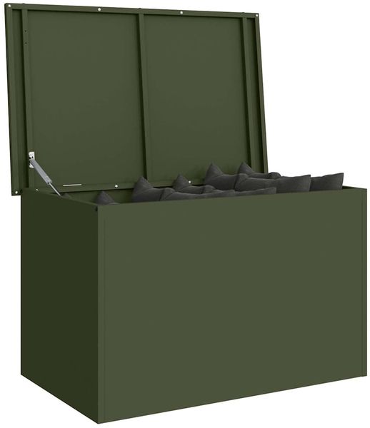 vidaXL Gartenlagerkissenbox Stahl 80 x 50,5 x 50 cm 175 L Olive Grün 874570 Bild 3