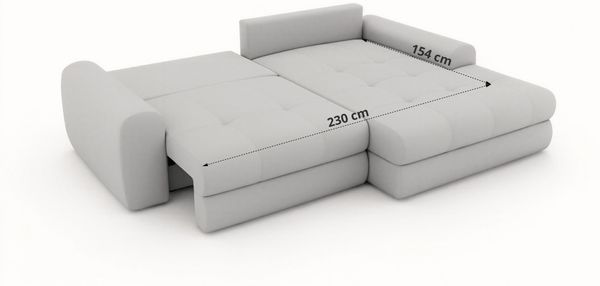 Sofa L-Form ARELIA L mit Schlaffunktion, Wohnzimmer Sofa, Wellenfederung, Sofa mit DL-System - Schenille grob gewebt Dunkelgrau - Rechts Bild 8