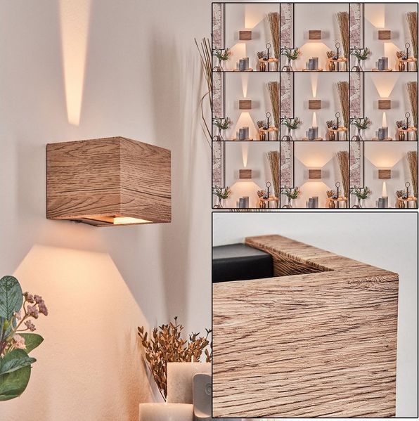 hofstein Wandleuchte LED Wandlampe aus Metall/MDF/Kunststoff in Schwarz/Holzoptik/Weiß, ohne Leuchtmittel, moderne Wandleuchte mit verschiedenen Up & Down-Lichteffekten
