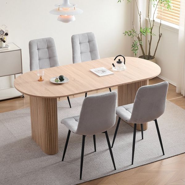 GrandCA HOME Esszimmerstuhl Cordstuhl, Küchenstuhl im skandinavischen Stil (4 St), mit ergonomischem Design und stabilen Metallbeinen, hellgrau