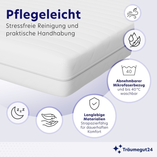 Träumegut24 - AquaFlex ergonomische 12 cm 7-Zonen Kaltschaummatratze 80 x 200 cm Härtegrad H2 : 12 cm : H2 : 80 x 200 cm Bild 2