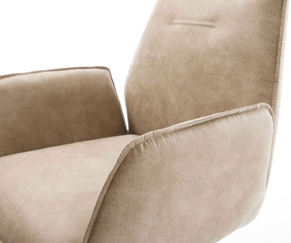 Esszimmerstuhl Zoa-Flex Mikrofaser Beige Vintage Kreuzgestell kantig Edelstahl Taschenfederkern Bild 4
