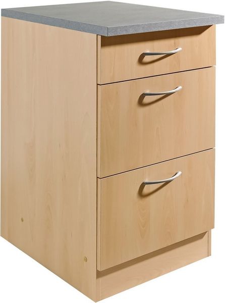 wiho Küchen Unterschrank Kiel 50 cm breit, 50 cm tief, mit 2 großen Auszügen und 1 Schublade