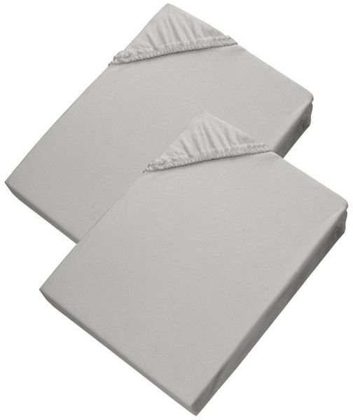 Esprit Spannbettlaken PREMIUM Spannbettlaken, 95% Baumwolle, 5% Elasthan, Gummizug: rundum, (2 Stück), 100 x 200 cm - 2er Set in Grau