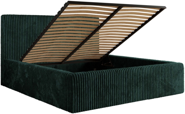 Polsterbett mit Stauraum Lattenrost TILIANO CLASSIC Bett gepolstert Doppelbett mit Kopfteil - 200x200 cm - Dunkelgrün Cord Bild 6