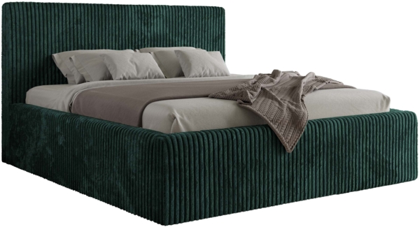 Polsterbett mit Stauraum Lattenrost TILIANO CLASSIC Bett gepolstert Doppelbett mit Kopfteil - 200x200 cm - Dunkelgrün Cord Bild 5