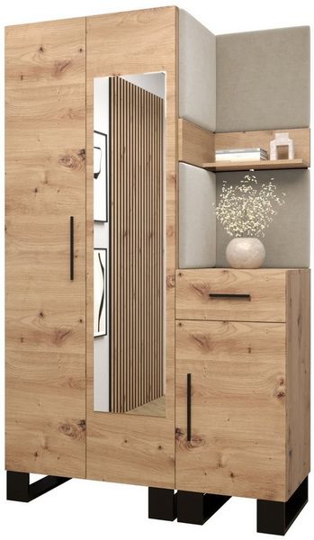ABIKS MÖBEL Garderoben-Set ARTIN Set 16 Garderobe mit gepolsterten Paneelen, Industriell Design