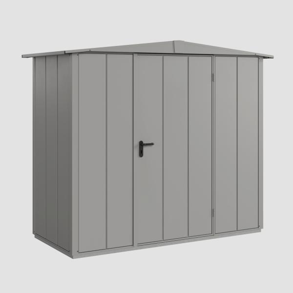 Hörmann Ecostar Metall-Gerätehaus Elegant mit Satteldach Typ 1, 108 x 238 cm , graualuminium, 2,6 m²,1-flüglige Tür