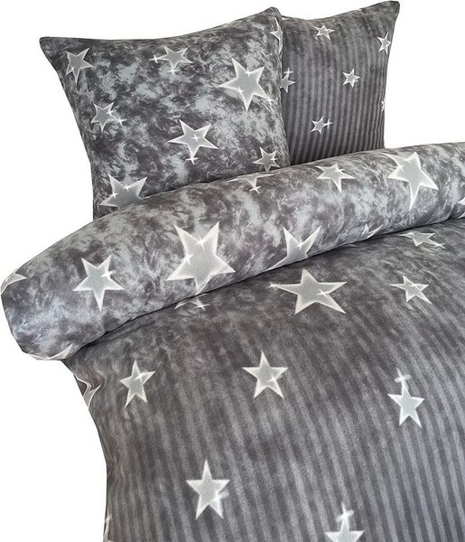 Visaggio Bettwäsche Winter Fleece Bettbezug flauschig warm, Fleece, 2 teilig, Thermofleece kuschelig weich, Sterne