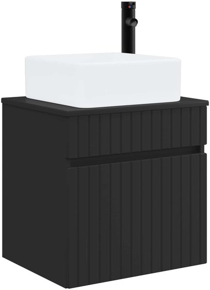 vidaXL Wandmontierte Waschbecken-Vanität Schwarz 49 x 41 x 63 cm 890563