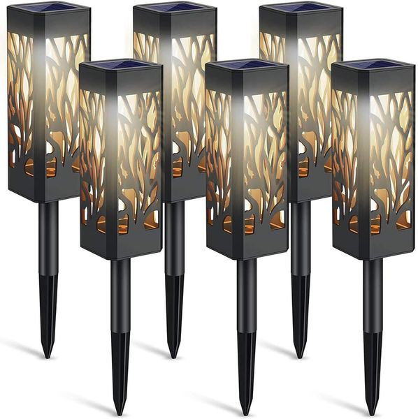 6er Set Solar-Gartenleuchten warmweiß für Wege