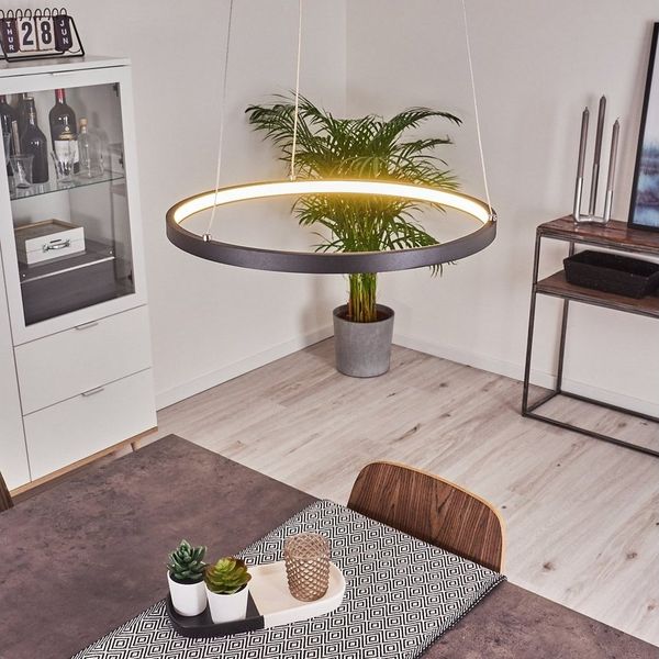 hofstein Hängeleuchte »Preci« Deckenlampe aus Metall in schwarz und weißem Kunststoff, 3000 Kelvin, runde Deckenleuchte, 1xLED 19 Watt, 800 Lumen