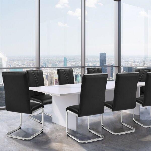 Yaheetech 6er Set Schwingstuhl mit U-förmigem Metalluntergestell, 59 x 40,5 x 98,5 cm, Schwarz
