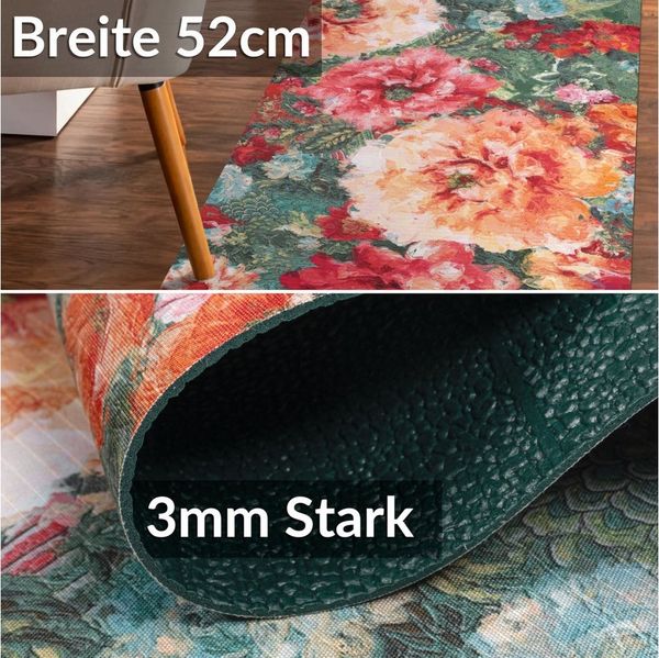 ANRO Küchenläufer RANNA pflegeleicht Teppichläufer Bodenmatte Flurläufer Küchenteppich, eckig, Höhe: 3 mm, Meterware rutschfest 100cm Aquarell Braun wasserdicht