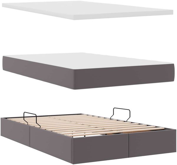 vidaXL Aufbewahrungsbett mit Matratze Grau 120 x 190 cm Kunstleder 3370156 Bild 8