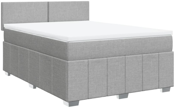 vidaXL Boxspringbett mit Matratze Hellgrau 140x200 cm Stoff 3287084