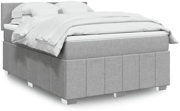 vidaXL Boxspringbett mit Matratze Hellgrau 140x200 cm Stoff 3287084