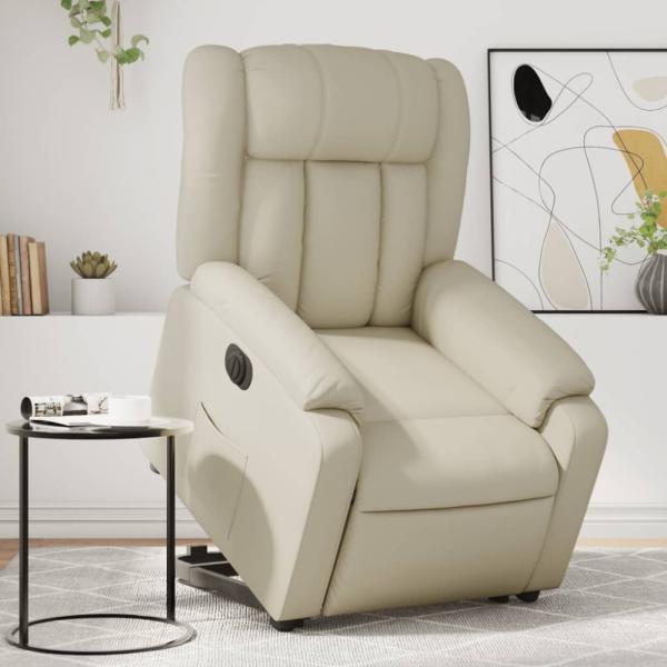 vidaXL Relaxsessel mit Aufstehhilfe Elektrisch Creme Kunstleder 3205279