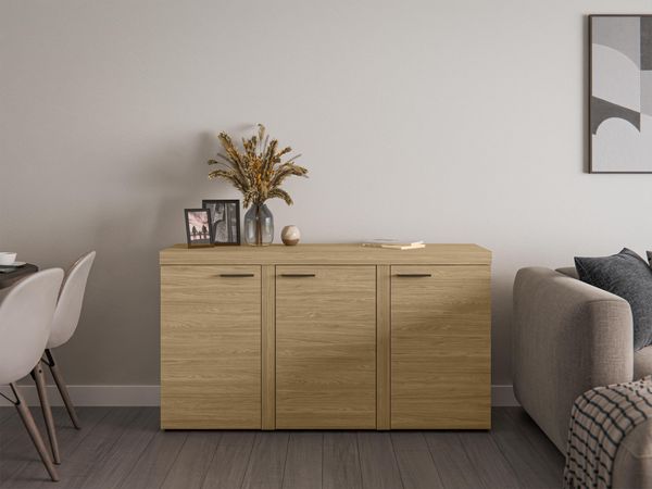AX LIVING Sideboard Wohnzimmer Spacoro 3T – Modern in Geölte Eiche