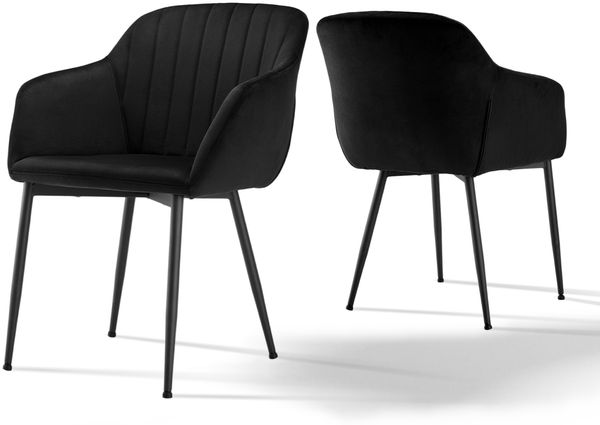 GOEURVANT 711 Esszimmerstühle 2er-Set, Samt - Schwarz