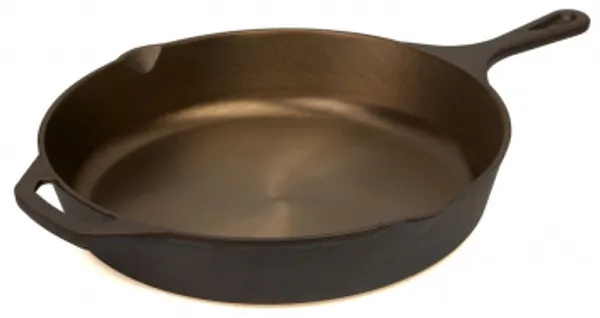 Pott & Flamme Gusseisenpfanne (poliert) 30,5 cm mit Griff und Auslass für alle Herdarten : Ø 30,5 cm