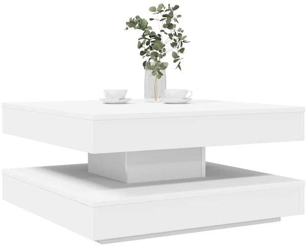 vidaXL Couchtisch 360-Grad Drehbar Weiß 70x70x34,5 cm 858479