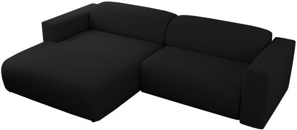 Ecksofa PASADENA, freistehendes Ecksofa, breite Armlehnen, Federsitz - links - Schwarz Boucle Bild 6