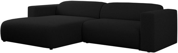 Ecksofa PASADENA, freistehendes Ecksofa, breite Armlehnen, Federsitz - links - Schwarz Boucle Bild 4