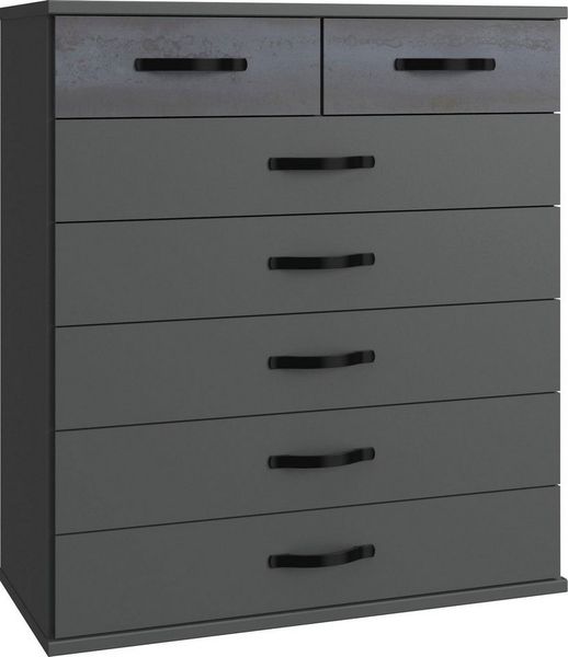 Kommode Duo2 Schubladenkommode 91x40x106cm Graphit Digitalprint Steel Optik