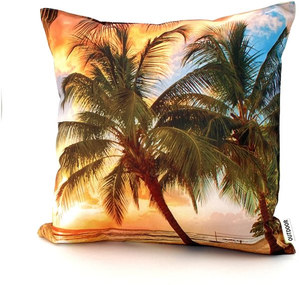 heimtexland ® Outdoorkissen Lotus Effekt 45x45 Garten Dekokissen Wasserabweisend Outdoor Lounge Deko Kissen Typ742 Südsee Sunset