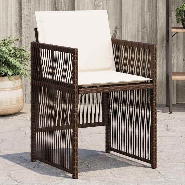 vidaXL Gartenstühle mit Kissen 4 Stk. Braun Poly Rattan 364969